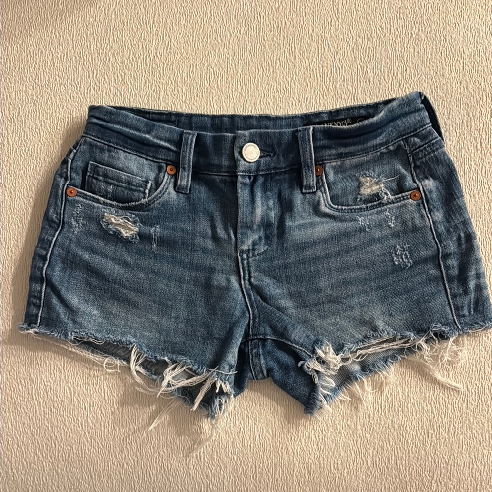 Distressed Blue Denim Shorts